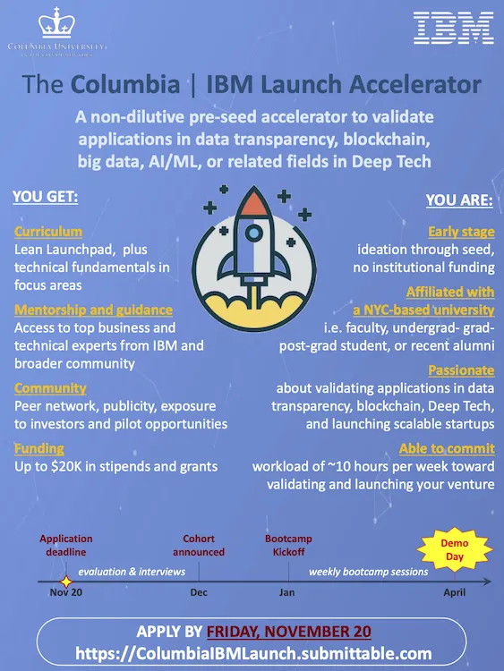 Columbia/IBM Launch Accelerator Poster