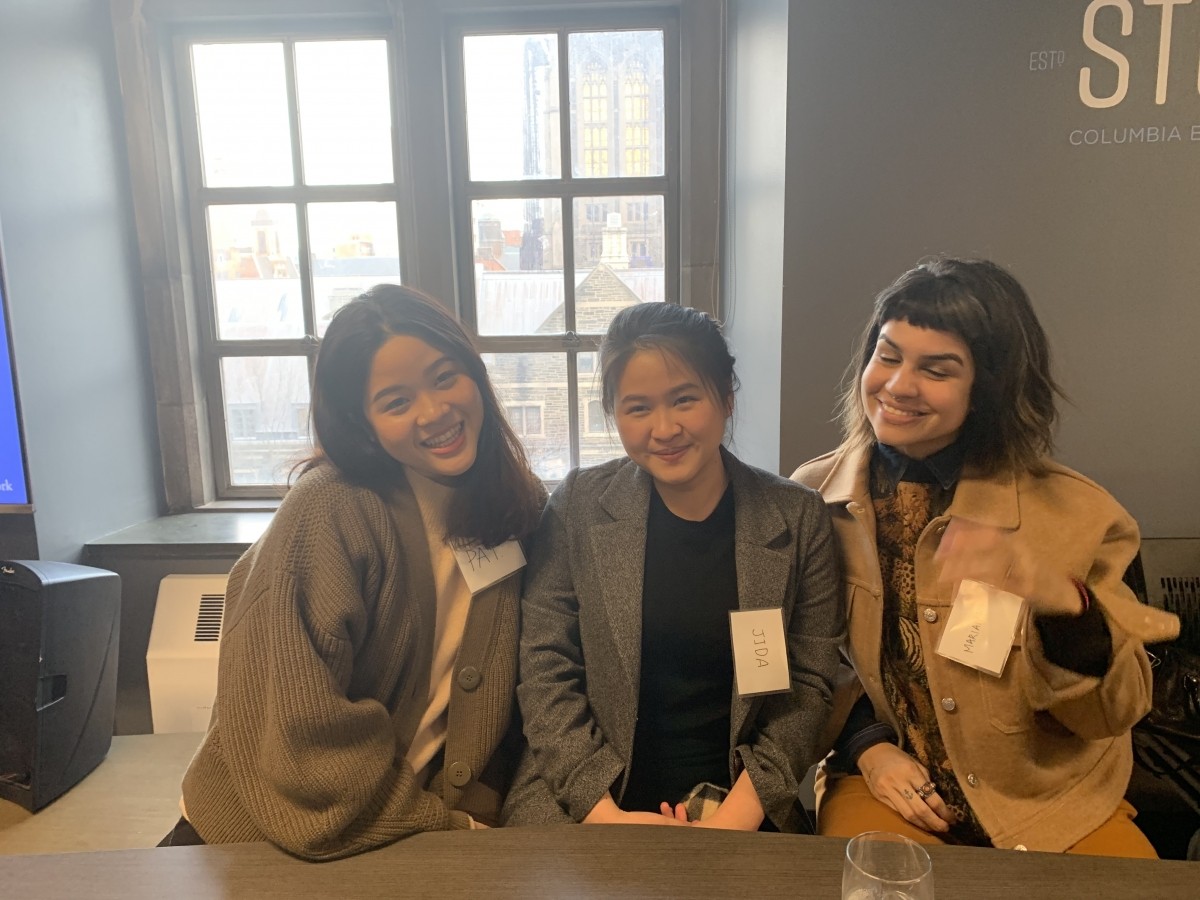 A startup from Parsons is developing an app to help farmers at urban farm markets sell their products. From left to right, Jidapha Tiantongnukul, Pradubwong Hongvisedchai and Mariana Lustosa da Costa Porto. Startup Farm Team